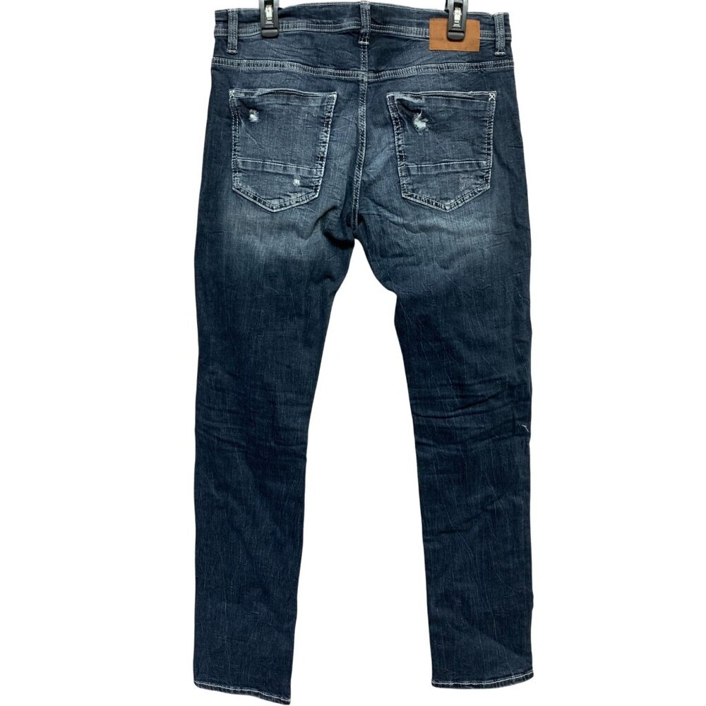 NEW Deperwest Mens 34x34 Seeker‎ Taper Jeans Blue Distressed Denim Stretch - Picture 4 of 16